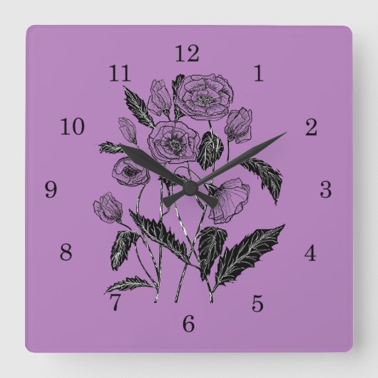 Horloge Carrée Poppies Wall Clock (Recto)