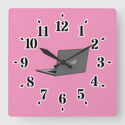 Horloge Carrée Portable gris avec logo d'oiseau (Recto)