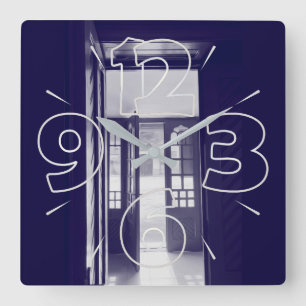 Horloge Carrée Portes bleues
