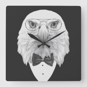 Horloge Carrée Portrait chic d'Eagle