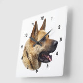 Horloge Carrée Portrait d'Alsatian German shepherd (Angle)