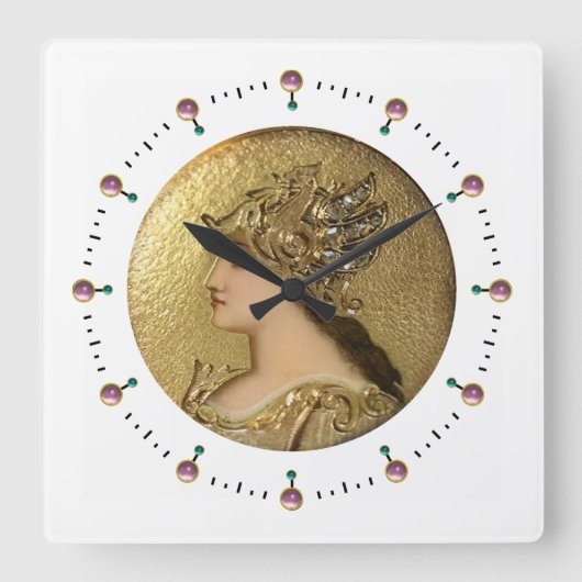HORLOGE CARRÉE PORTRAIT D'ATHENA AVEC DES GOLDEN HELMET ET DES GR (Recto)