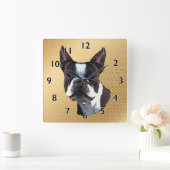 Horloge Carrée Portrait de Boston Terrier (Maison)