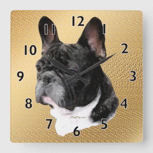 Horloge Carrée Portrait de bouledogue français