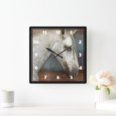 Horloge Carrée Portrait de Cheval Andalou Gris Dappé (Maison)