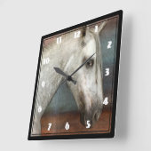Horloge Carrée Portrait de Cheval Andalou Gris Dappé (Angle)