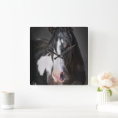 Horloge Carrée Portrait de cheval II (Maison)