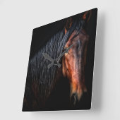 Horloge Carrée Portrait de cheval VII (Angle)