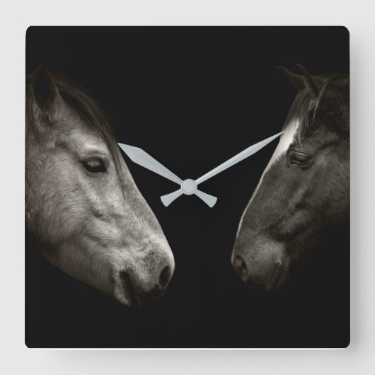 Horloge Carrée Portrait de chevaux (Recto)