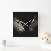 Horloge Carrée Portrait de chevaux (Maison)