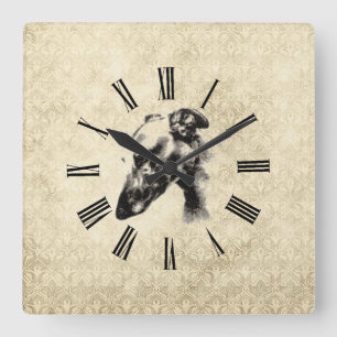 Horloge Carrée Portrait d'Elegant Ivory Damask