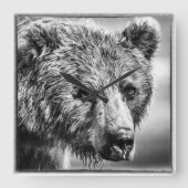 Horloge Carrée Portrait d'ours grizzli (Recto)