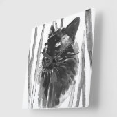 Horloge Carrée Portrait Panther (Angle)