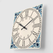 Horloge Carrée Portuguese blue tile square wall clock (Angle)