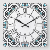 Horloge Carrée Portuguese blue tile square wall clock (Recto)