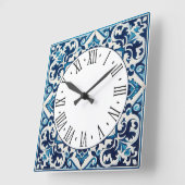 Horloge Carrée Portuguese blue tile square wall clock (Angle)