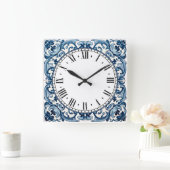 Horloge Carrée Portuguese blue tile square wall clock (Maison)