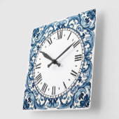 Horloge Carrée Portuguese blue tile square wall clock (Angle)