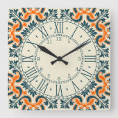 Horloge Carrée Portuguese blue tile square wall clock (Recto)