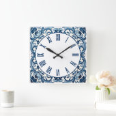 Horloge Carrée Portuguese blue tile square wall clock (Maison)