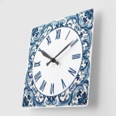 Horloge Carrée Portuguese blue tile square wall clock (Angle)