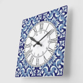 Horloge Carrée Portuguese blue tile square wall clock (Angle)