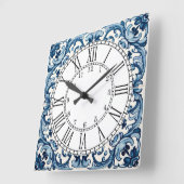 Horloge Carrée Portuguese blue tile square wall clock (Angle)