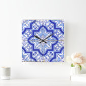 Horloge Carrée Portuguese Tile clock blue (Maison)