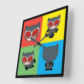 Horloge Carrée Poses de caractères de Chibi Catwoman (Angle)