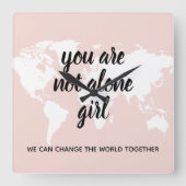 Horloge Carrée Positif Vous N'Êtes Pas Seul Citation Motivation F (Recto)