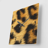 Horloge Carrée Poster de animal de peau de léopard (Angle)