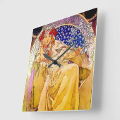 Horloge Carrée Poster de la princesse Hyacinth par Alphonse Mucha (Angle)