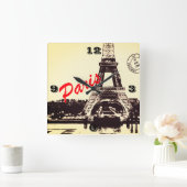 Horloge Carrée Poster de la tour Paris Eiffel (Maison)