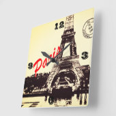 Horloge Carrée Poster de la tour Paris Eiffel (Angle)