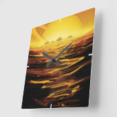 Horloge Carrée Poster de l'espace rétro - La plus grande lune de (Angle)