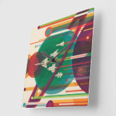 Horloge Carrée Poster de Voyage Espace Rétro - Système Solaire Gr (Angle)