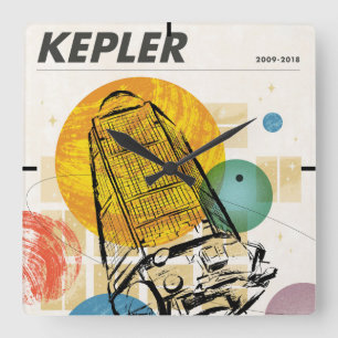 Horloge Carrée Poster du télescope spatial Kepler.