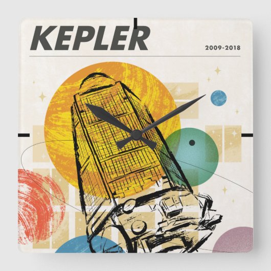 Horloge Carrée Poster du télescope spatial Kepler. (Recto)