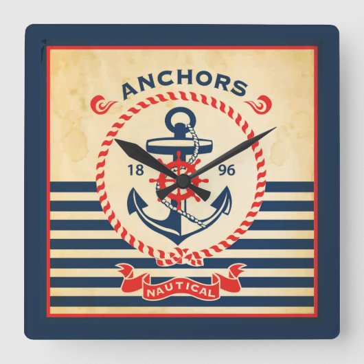 Horloge Carrée Poster nautical (Recto)