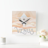 Horloge Carrée Poster-Observatoire Rétro Dans Le Système Solaire (Maison)