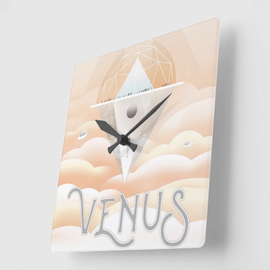 Horloge Carrée Poster-Observatoire Rétro Dans Le Système Solaire (Angle)