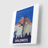 Horloge Carrée Poster rétro Dolomiti Italie à Sella Ronda (Angle)