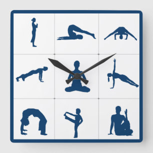 Horloge Carrée Postes de méditation Zen Yoga