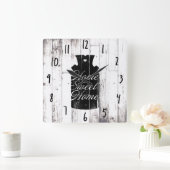 Horloge Carrée Pot à lait en bois blanc rustique de ferme Maison (Maison)