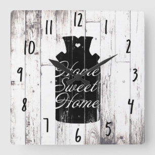 Horloge Carrée Pot à lait en bois blanc rustique de ferme Maison