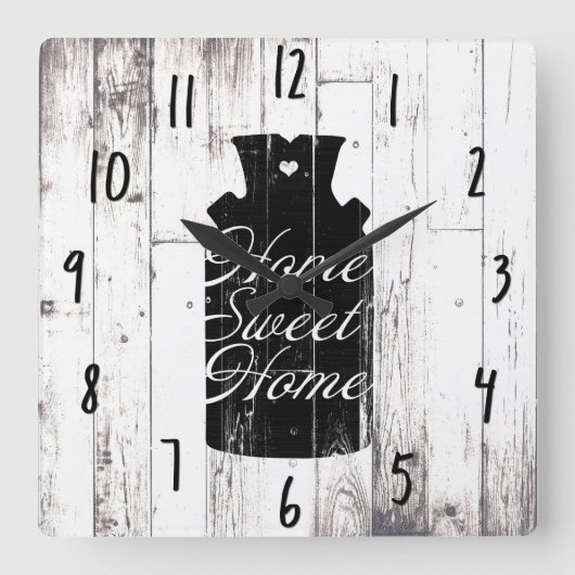Horloge Carrée Pot à lait en bois blanc rustique de ferme Maison (Recto)