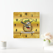 Horloge Carrée Potates de caractère avec poils verts (Maison)