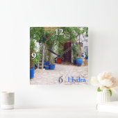 Horloge Carrée Poterie bleue (Maison)