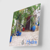 Horloge Carrée Poterie bleue (Angle)