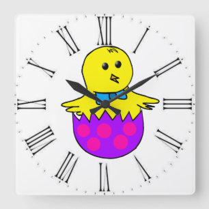 Horloge Carrée Poulet